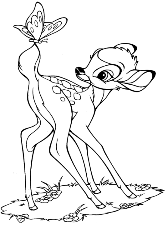 Dibujos Para Colorear Bambi Y La Mariposa - Dibujos Para Colorear Bambi Y La Mariposa