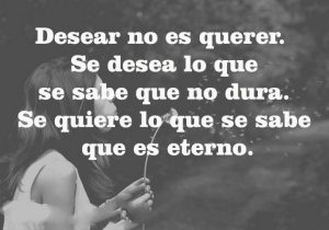 Desear No Es Querer Se Desea Lo Que Se Sabe Que No Dura Se Quiere Lo Que Se Sabe Que Es Eterno frases bonitas
