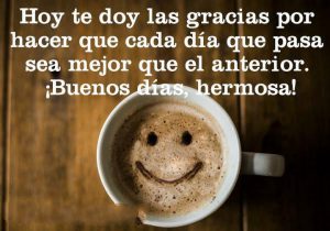 Hoy Te Doy Las Gracias Por Hacer Que Cada Dia Que Pasa Sea Mejor Que El Anterior Buenos Dias Hermosa frases bonitas