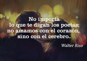 No Importa Lo Que Te Digan Los Poetas No Amamos Con El Corazon Sino Con El Cerebro frases bonitas