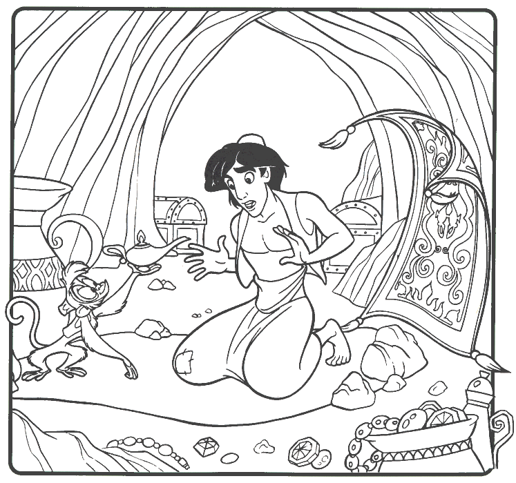 Dibujos Para Colorear Aladin En La Cueva Del Tesoro - Dibujos Para Colorear Aladin En La Cueva Del Tesoro