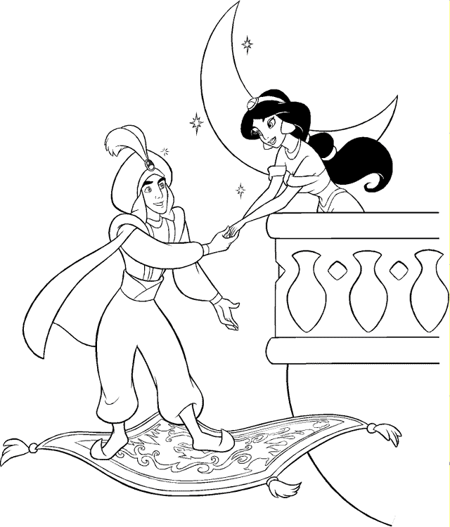 Dibujos Para Colorear Aladin Y La Princesa En El Balcon - Dibujos Para Colorear Aladin Y La Princesa En El Balcon