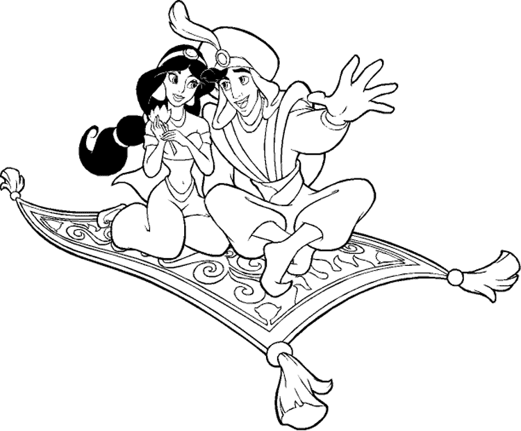 Photo of Dibujos Para Colorear Aladin Y La Princesa En La Alfombra Magica