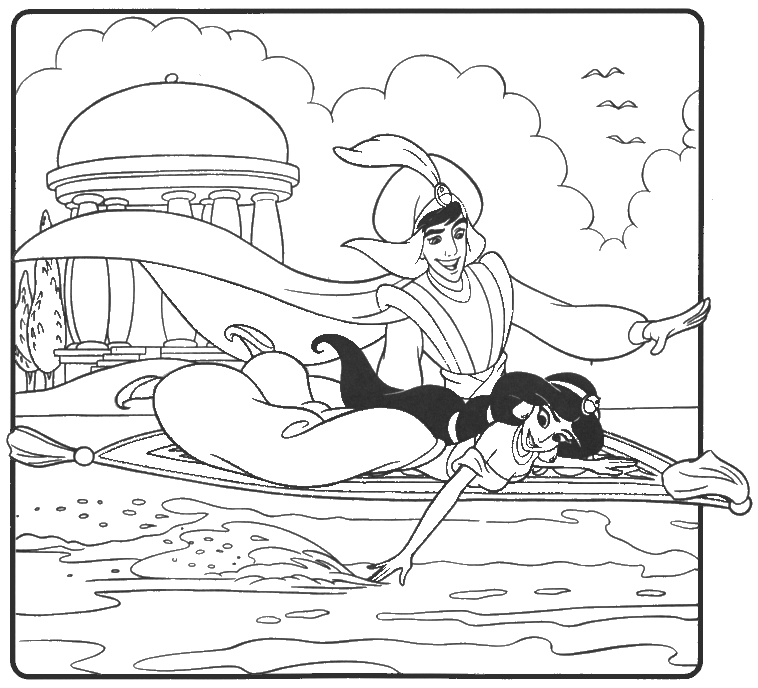 Dibujos Para Colorear Aladin Y La Princesa En La Alfombra - Dibujos Para Colorear Aladin Y La Princesa En La Alfombra