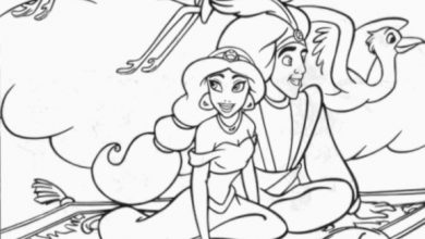 Photo of Dibujos Para Colorear Aladin Y La Princesa Vuelan Con Cigueñas