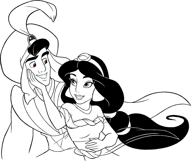 Dibujos Para Colorear Aladin Y La Princesa - Dibujos Para Colorear Aladin Y La Princesa