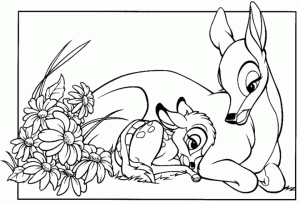 Dibujos para colorear Bambi y su mamá