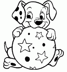 Dibujos para colorear dalmata con pelota