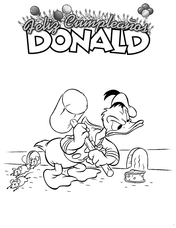 Dibujos Para Colorear Donald Cazando Ratones - Dibujos Para Colorear Donald Cazando Ratones