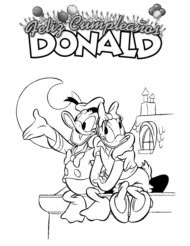 Dibujos Para Colorear Donald Con Deisy En El Tejado - Dibujos Para Colorear Donald Con Deisy En El Tejado