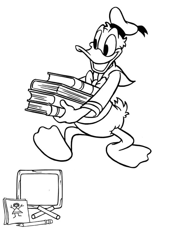 Dibujos Para Colorear Donald Con Libros - Dibujos Para Colorear Donald Con Libros