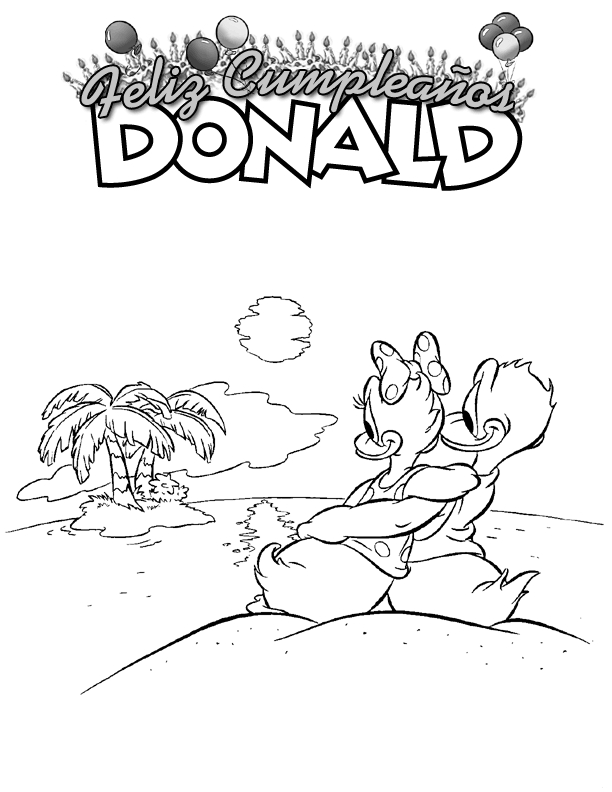 Dibujos Para Colorear Donald Y Deisy En La Playa - Dibujos Para Colorear Donald Y Deisy En La Playa