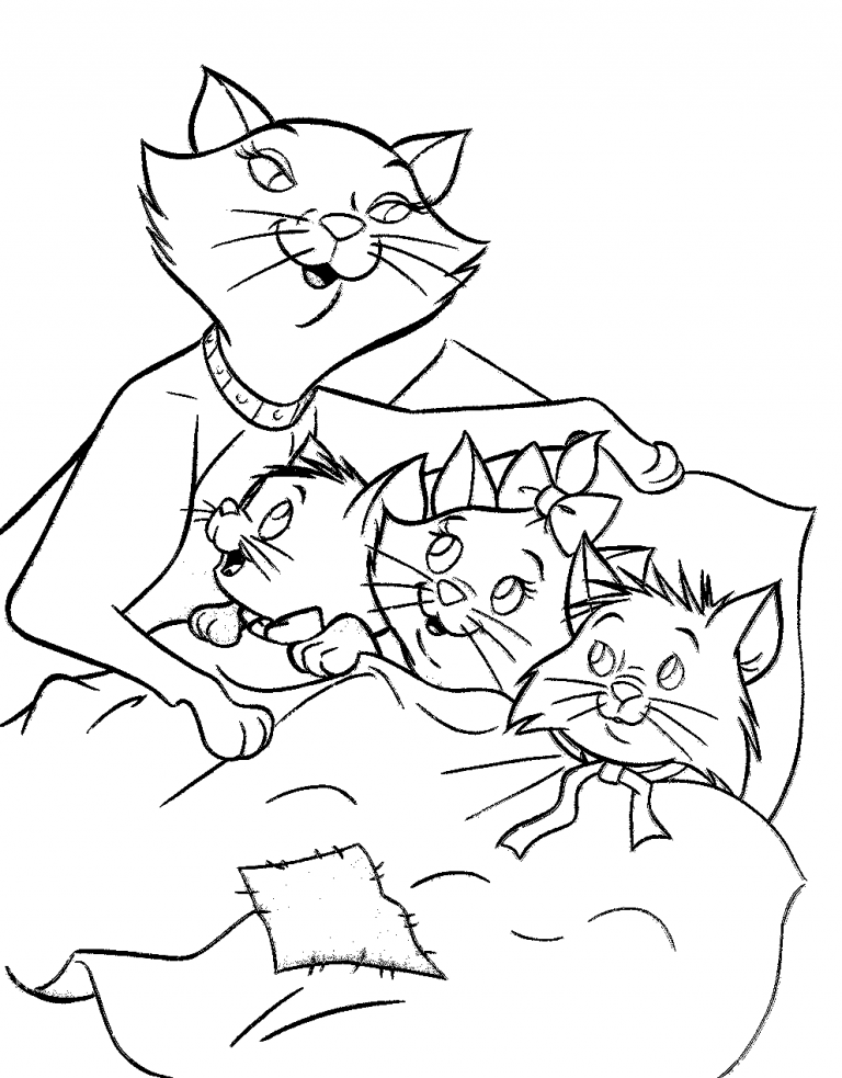 Dibujos Para Colorear Gatitos En La Cama Con Gata