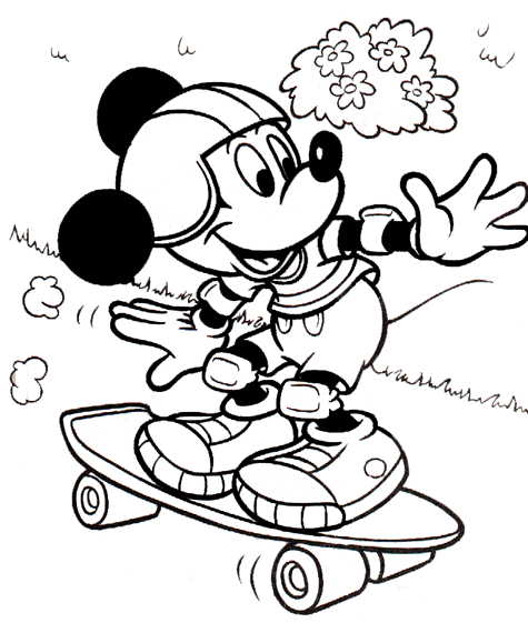 Dibujos Para Colorear Mickey Con Monopatin Y Casco - Dibujos Para Colorear Mickey Con Monopatin Y Casco