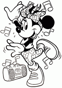 Dibujos para colorear minie vailando