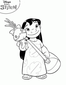 Dibujos para colorear niña con muñeco