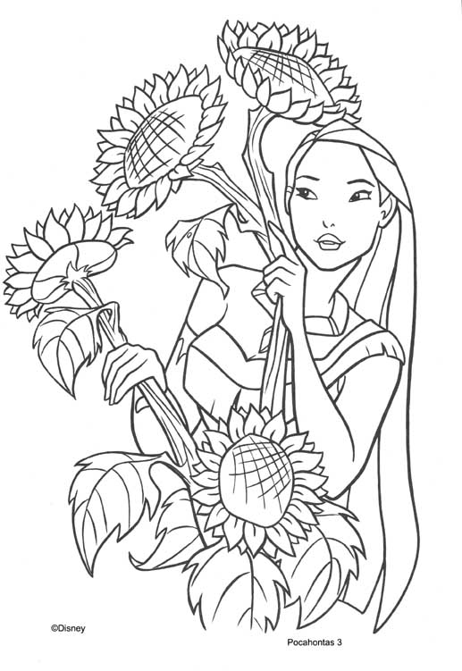 Dibujos Para Colorear Pocahontas Entre Girasoles - Dibujos Para Colorear Pocahontas Entre Girasoles