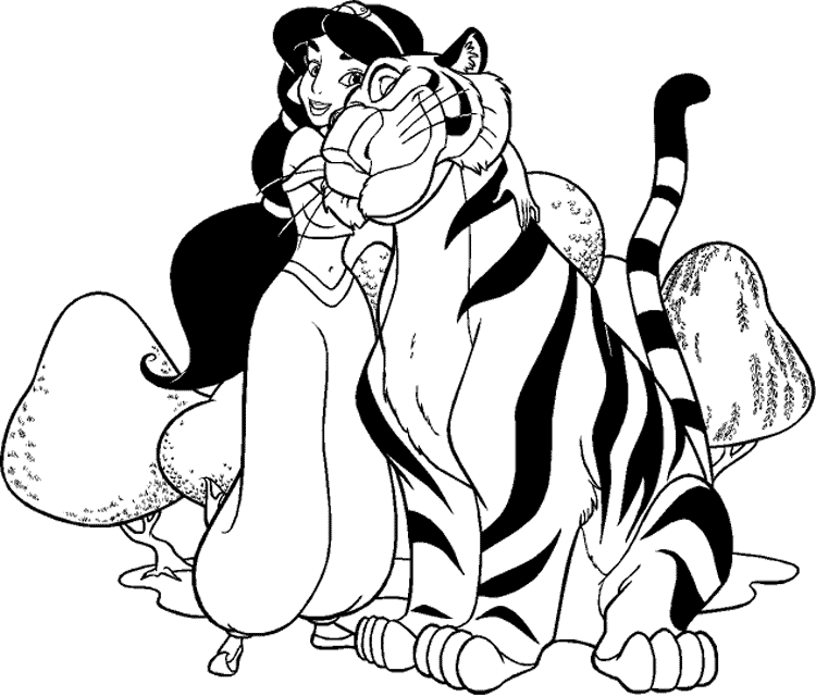 Dibujos Para Colorear Princesa Con El Tigre En El Bosque - Dibujos Para Colorear Princesa Con El Tigre En El Bosque