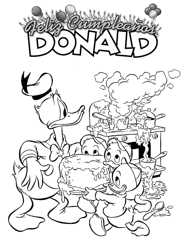 Dibujos Para Colorear Sobrinos Le Dan Una Tarta A Donald - Dibujos Para Colorear Sobrinos Le Dan Una Tarta A Donald