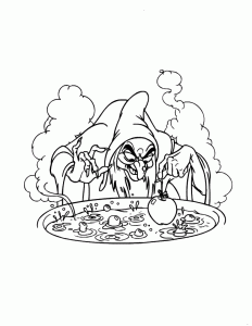 Dibujos para colorear vieja envenenando manzana