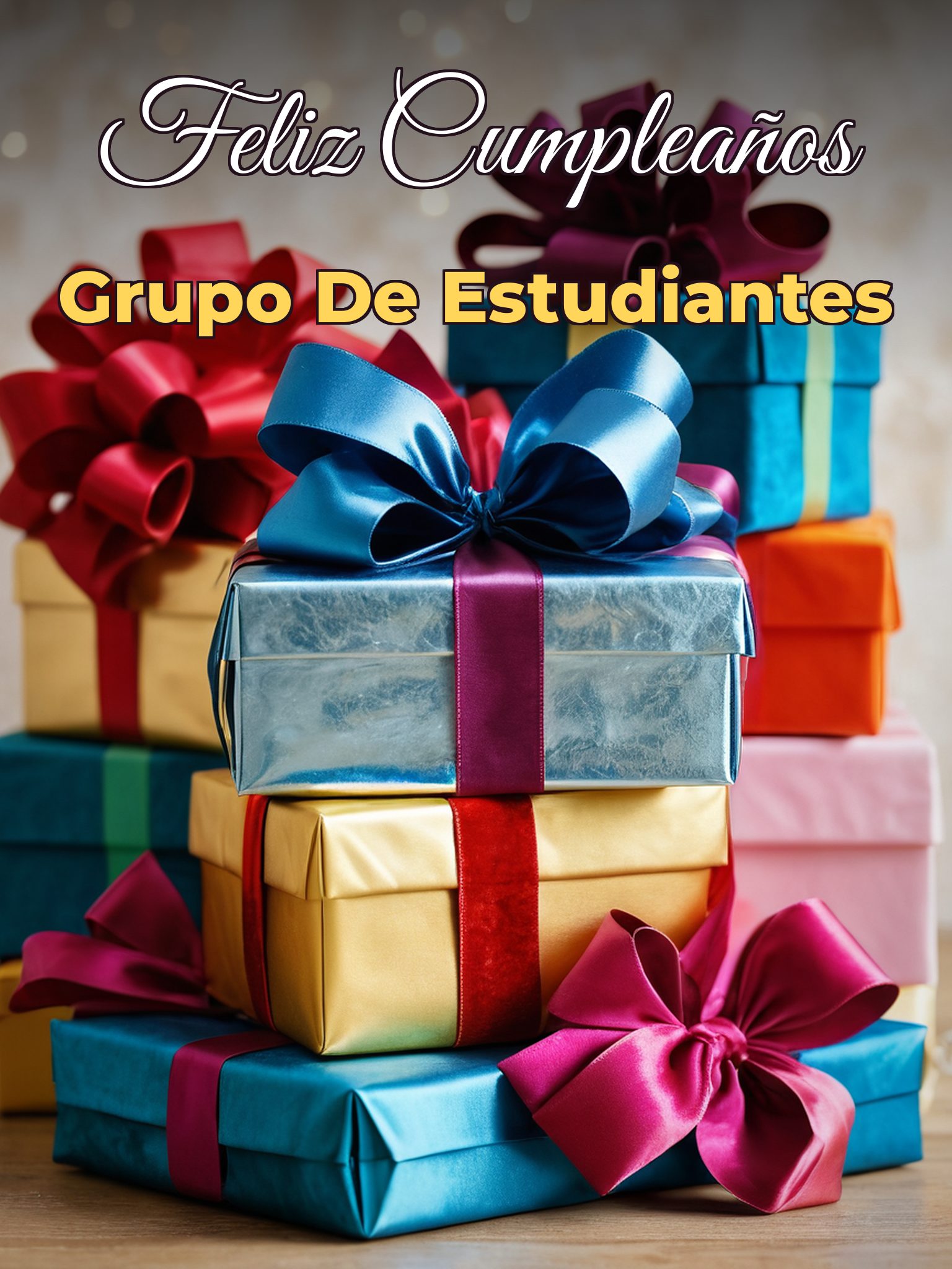 Feliz cumpleaños grupo de estudiantes